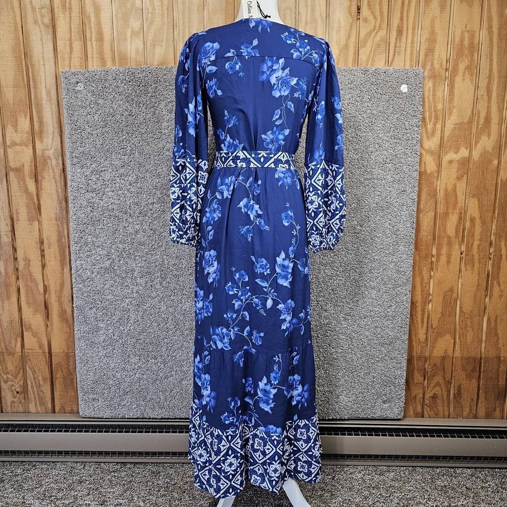 Celina Moon Floral Maxi Dress Long Sleeve Boho Size Small Blue Printed NWT - Picture 6 of 12